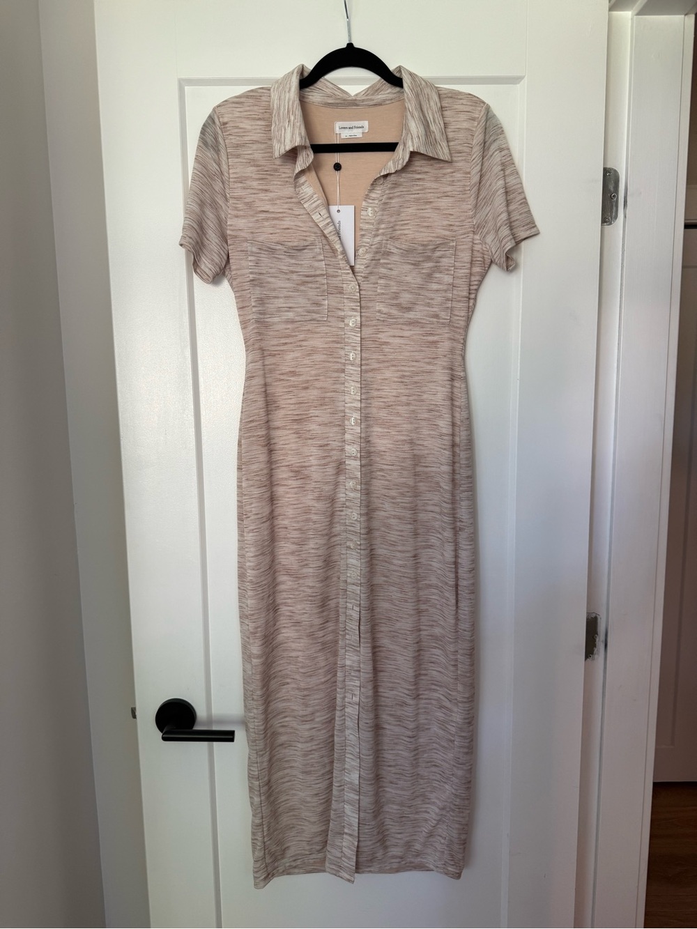 Lovers + Friends Beige Heather Button-Front Maxi Dress